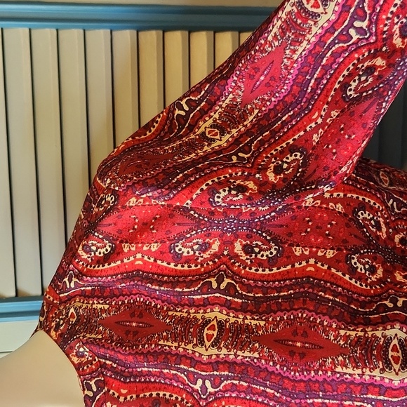 Sanctuary Red & Cream Patterned Button-Down Blouse - Picture 7 of 13